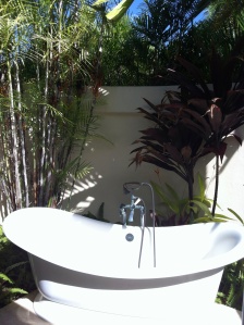 Love the walled-in outdoor tubs!
