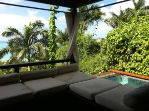 Lounge area of hillside villa